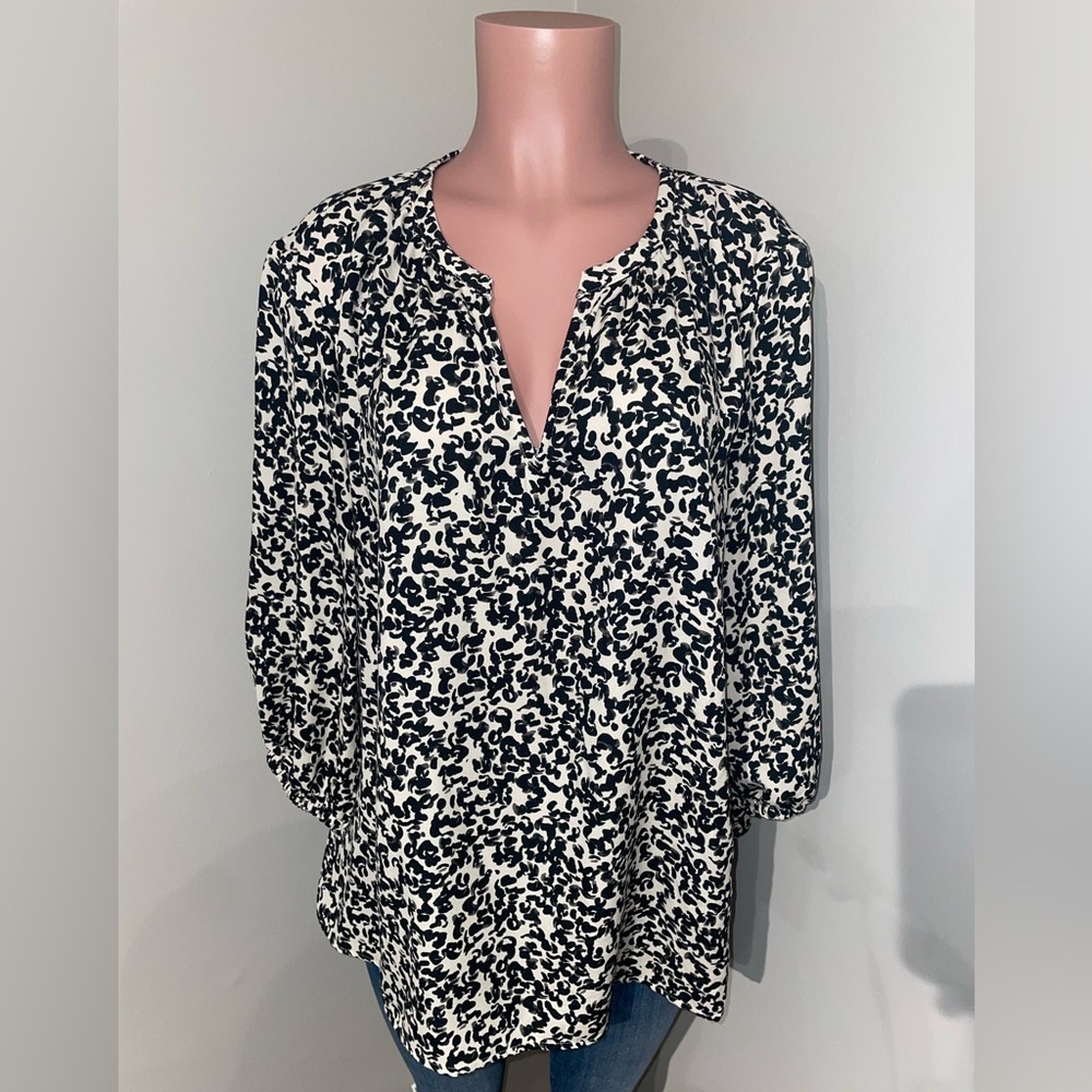Ava & Viv 1x Plus Size Woman's Leopard Print Puff Sleeve Blouse